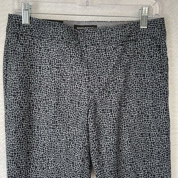 Banana Republic Pants Size 2 Navy Blue Print Hampton Fit Flat Front Ankle NEW - Picture 3 of 10